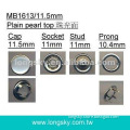 (#MB1613) fashion children's 11.5mm pearl top prong snap button